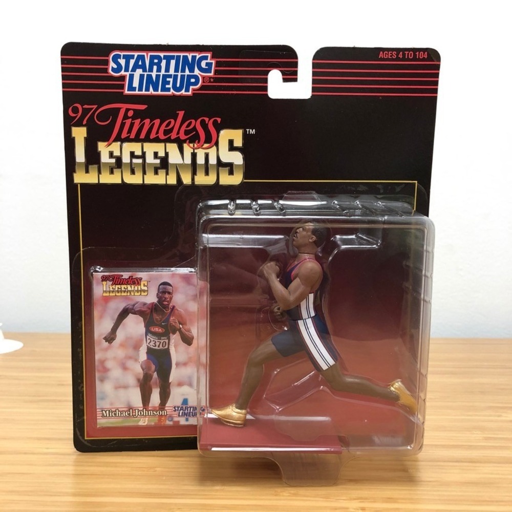 Kenner Starting Lineup Michael Johnson 1997 Timeless Legends USA Gold Spikes New